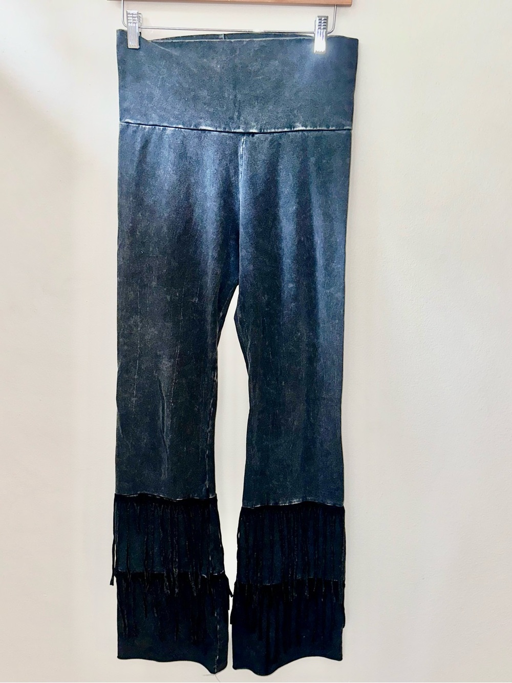 {T Party} Women’s High-Waist Black Fringe Wide-Leg Yoga Pants